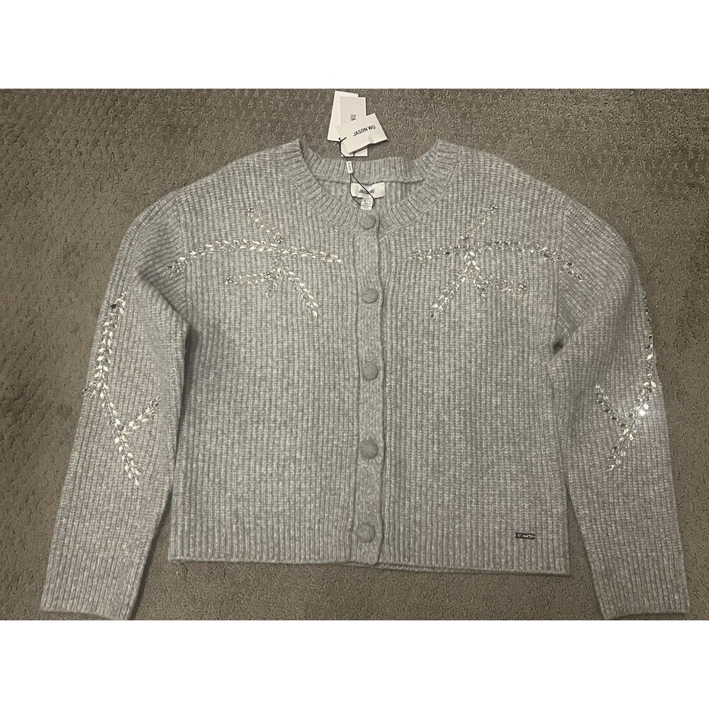 JASON WU Sequin/Crystal Embellished Sweater Cardigan Sz XL NEW Stunning!